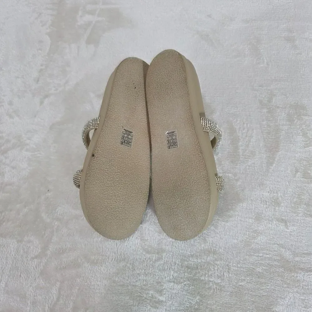 Rocket Dog Sparkle Women's Sandal Size 6M Beige Rhinestone Straps Wedge Slip On - Picture 6 of 6